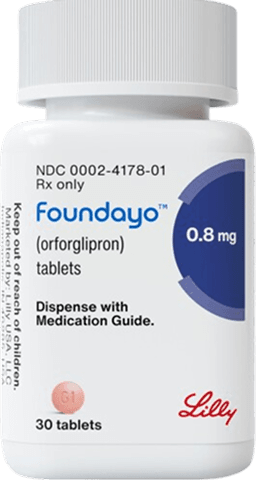 Bottle of Foundayo (orforglipron) tablets