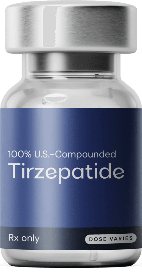 Injection vial of 100% U.S.-compounded Tirzepatide from PreventiveMD